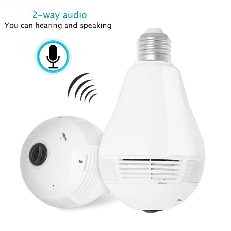 LED Light Bulb Security Camera 360Degree Fisheye, Motion Detection