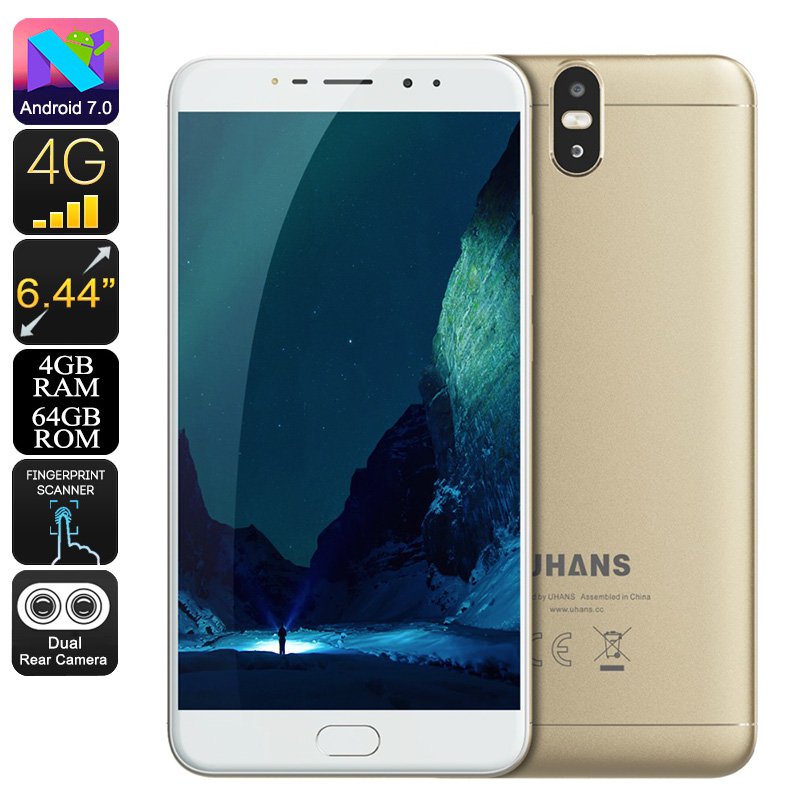 Uhans Max 2 Android 7 Phone - Octa-Core, 4GB RAM, 6.44-Inch Display, 1080p, 4300mAh, 13MP Dual-Cam