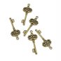 Lot of 5 Antique Bronze Key Charms Pendants 4.5x1.7cm