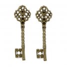 Lot of 2 Antique Bronze Key Charm Pendants 6.9x2cm