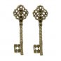 Lot of 2 Antique Bronze Key Charm Pendants 6.9x2cm