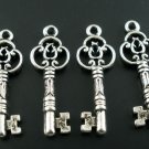 Lot of 4 Silver Tone Antique Key Charms Pendants 29x10mm Findings