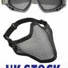 UK Stock -Protection Airsoft Face Mask w/ Metal Mesh Goggles Paintball Set Fast Delivery