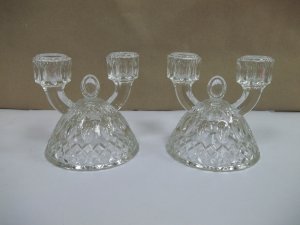 Glass Twin Candle Stick Holders