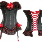 Black lingerie lace up boned corset bustier top
