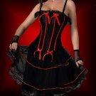 Elegant Black Corset with Red Lines & Matching Dress