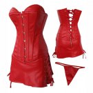 3 pieces latex Faux leather corset