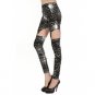 Silver Metallic Spider Suspender Garter Leggings