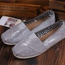 Silver glitter slip ons, size 6 to 10