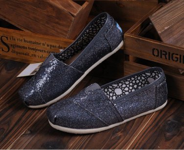 Dark grey glitter slip ons, size 6 to 10