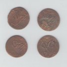 Lot 4 pcs Netherlands Indies VOC copper coins 1790 Utrecht