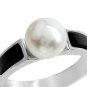 Stylish Brand New Ring With Precious Stones - Genuine Onyx AND Pearl