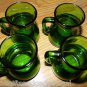 4 ANTIQUE SMALL GREEN GLASS JARS - STAMPED WTIH DUAL STAGS