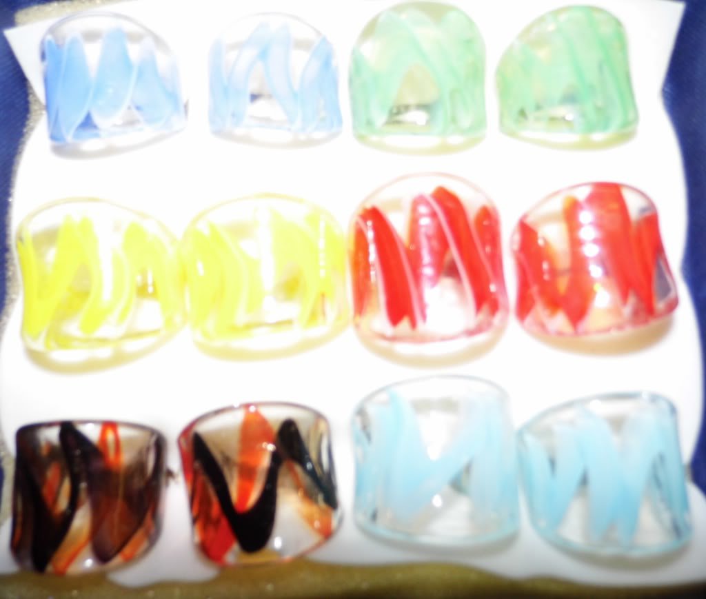 MIXED LOT OF 38 MURANO STYLE RINGS - GREAT DEAL!!!