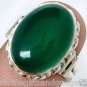 size 7 EXCELLENT GREEN CHALCEDONY OVAL 925 STERLING SILVER ARTISAN RING N8472