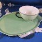 VINTAGE MADE IN CZECHOSLOVAKIA GREEN SAUCER/PLATE SET
