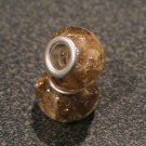Murano Glass Bead Silver fits Pandora & Troll S152 YELLOW w/ gold foil