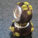 Murano Glass Bead 925 Silver fits Pandora & Troll S206 Flower Raised Purple