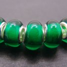 Murano Glass Bead 925 Silver fits Pandora & Troll S173 Forest Green Clear