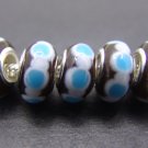 Murano Glass Bead 925 Silver fits Pandora & Troll S229 Solid Black Spotted