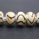 Murano Glass Bead 925 Silver fits Pandora & Troll S237 Neutral Tan Striped