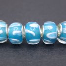 Murano Glass Bead 925 Silver fits Pandora & Troll S244 Light Blue & White