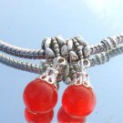 Murano Glass DANGLE Silver Bead fits Pandora & Troll D400 Red