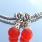 Murano Glass DANGLE Silver Bead fits Pandora & Troll D400 Red
