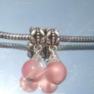 Murano Glass DANGLE Silver Bead fits Pandora & Troll D401 Pink
