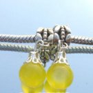 Murano Glass DANGLE Silver Bead fits Pandora & Troll D402 Yellow