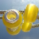 Murano Glass Bead 925 Silver fits Pandora & Troll S249 Yellow Cat's Eye