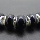 Murano Glass Bead 925 Silver fits Pandora & Troll S267 Black Solid