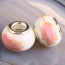 Painted Porcelain Bead 925 Silver fits Pandora & Troll S273 Tulip