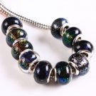 Murano Dichroic Lampwork Glass Bead fits Pandora & Troll S279 Red, Yellow, Purple, Blue & Green