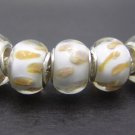 Murano Glass Bead 925 Silver fits Pandora & Troll S297 White Clear Coconut