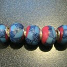 Fimo Bead fits Pandora & Troll S307 Red & Blue