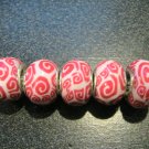 Fimo Bead fits Pandora & Troll S308 Red & White