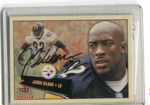 JASON GILDON 2001 Fleer Tradition Glossy #212 AUTO Steelers OKLAHOMA STATE  Cowboys w/ COA