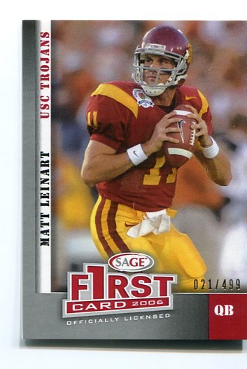 MATT LEINART 2006 Sage FIRST CARD Edition #06-ML ROOKIE Southern Cal ...