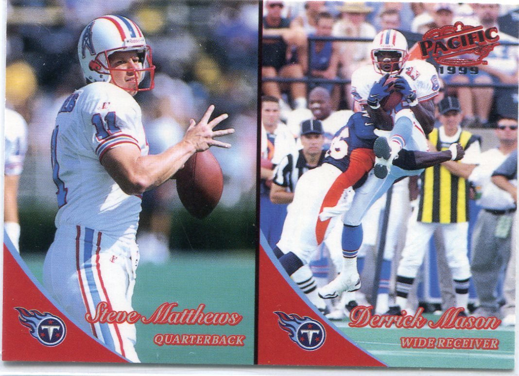 STEVE MATTHEWS / DERRICK MASON 1999 Pacific #404 Oilers TITANS Michigan  State QB