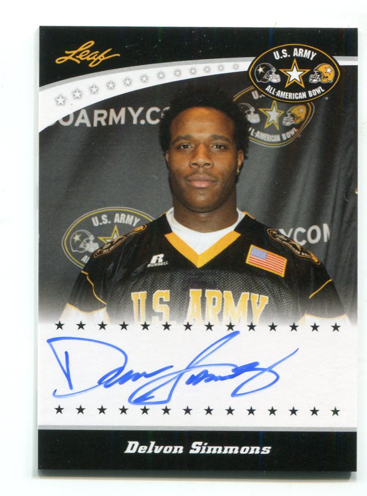 DELVON SIMMONS 2011 Leaf Army All-American TOUR AUTO Texas Tech Red ...