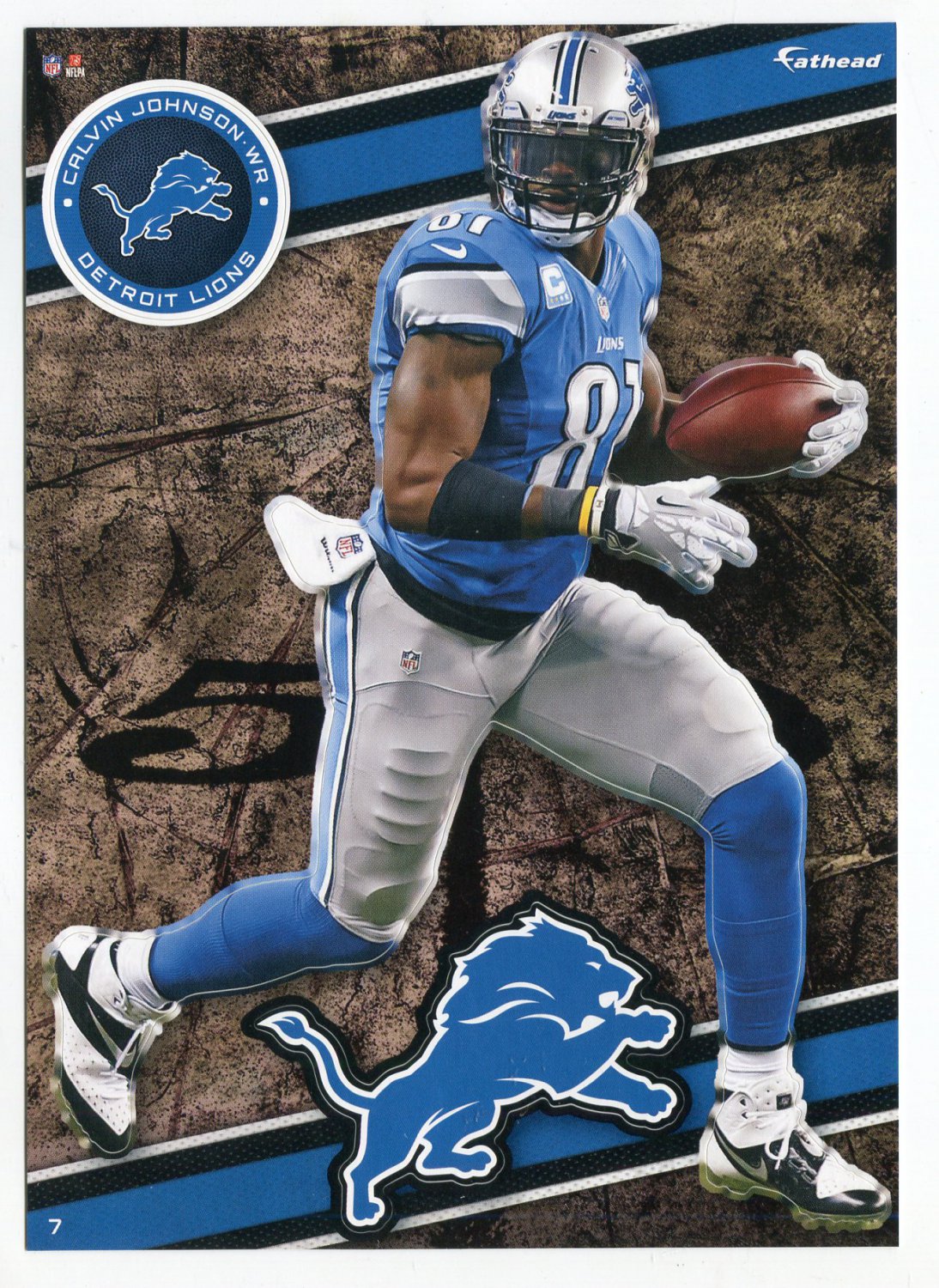 CALVIN JOHNSON 2014 Fathead Tradeables #7 Detroit Lions GEORGIA TECH