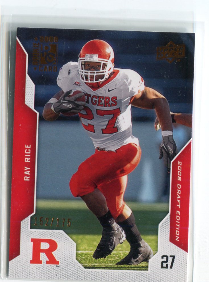 2008 UPPER DECK MASTERPIECES ROOKIE RAY RICE AUTOGRAPH RUTGERS BALTIMORE  RAVENS