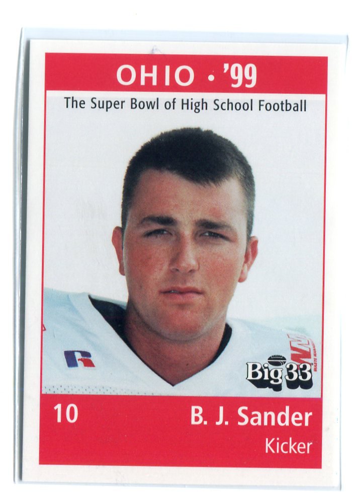 B.J. BJ SANDER 1999 Big 33 Ohio OH High School card OHIO STATE Buckeyes