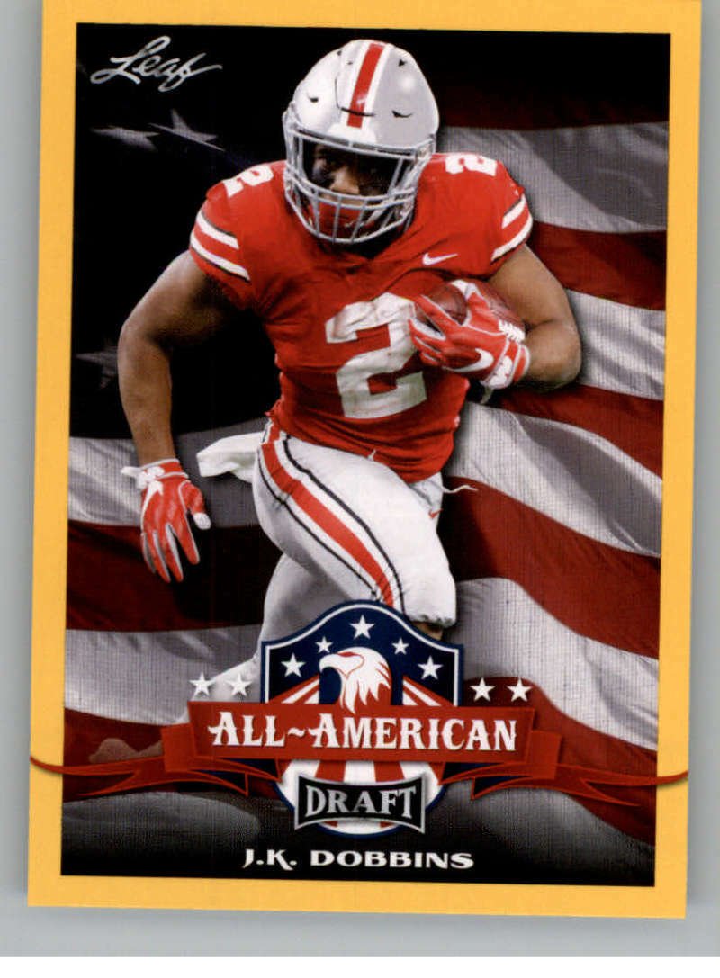 J.K. JK DOBBINS 2020 Leaf Draft AllAmerican GOLD SP 67 ROOKIE Ohio