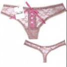 Rene Rofe Women Lingerie Sexy Purple 6/M Lace Ribbon Tie Me Up Thong