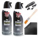 2X Dust Off Compressed Air Bottler + USB Cleaning Brush & Wooden Brush Kit + Microfiber Cloth