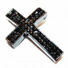 Rhinestone Cross Connector Black