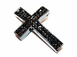Rhinestone Cross Connector Black