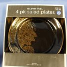 Black & Gold Gilded Noel Salad Plates